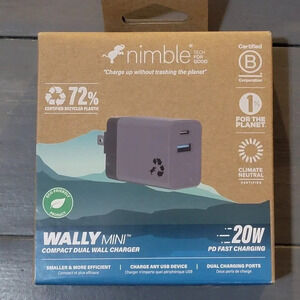 Nimble WALLY Mini Wall Charger 20W Dual Port USB-C & USB-A